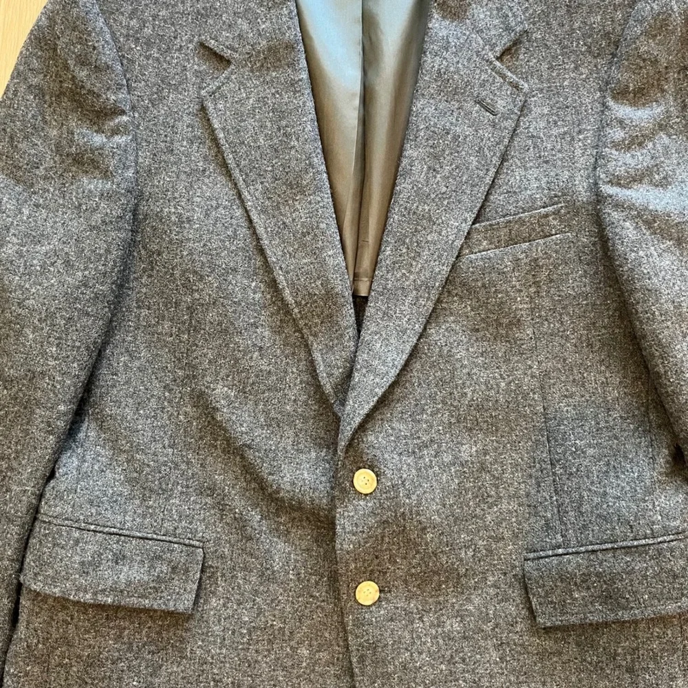 Evan-Picone Mens Gray 100% Pure Wool Tweed Blazer Sport Coat Made in USA 44-46